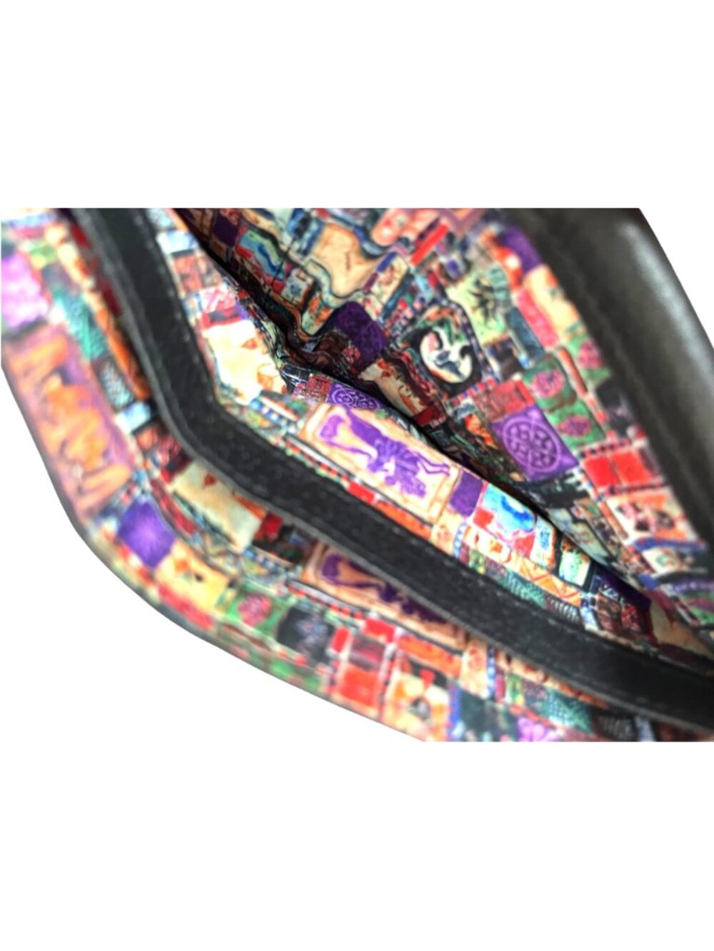 Robert Graham Black Leather Bifold Wallet With Multicolor Interior Design - Picture 2 of 8